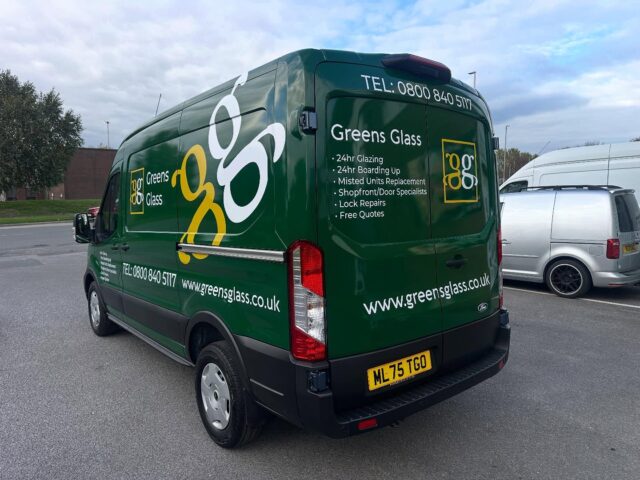We’ve just completed a full wrap on this brand-new Ford Transit for Greens Glass, using Avery Supreme Wrap.

From blue to green, a clean, professional finish that ensures their fleet stands out on the road while maintaining a strong brand presence.

Another successful project delivering quality, durability, and attention to detail.